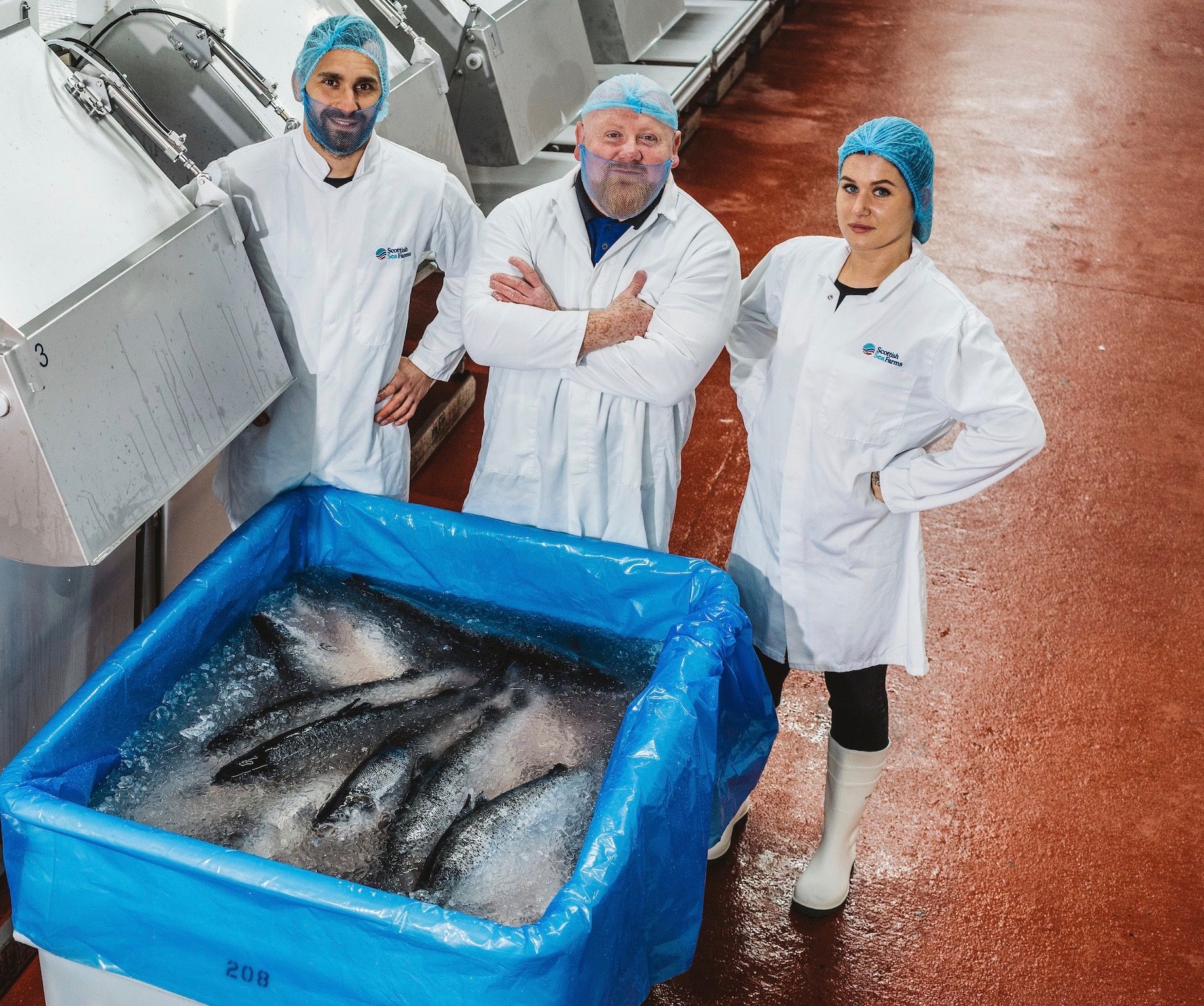 Scottish Sea Farms' processing team with the new bulk bins