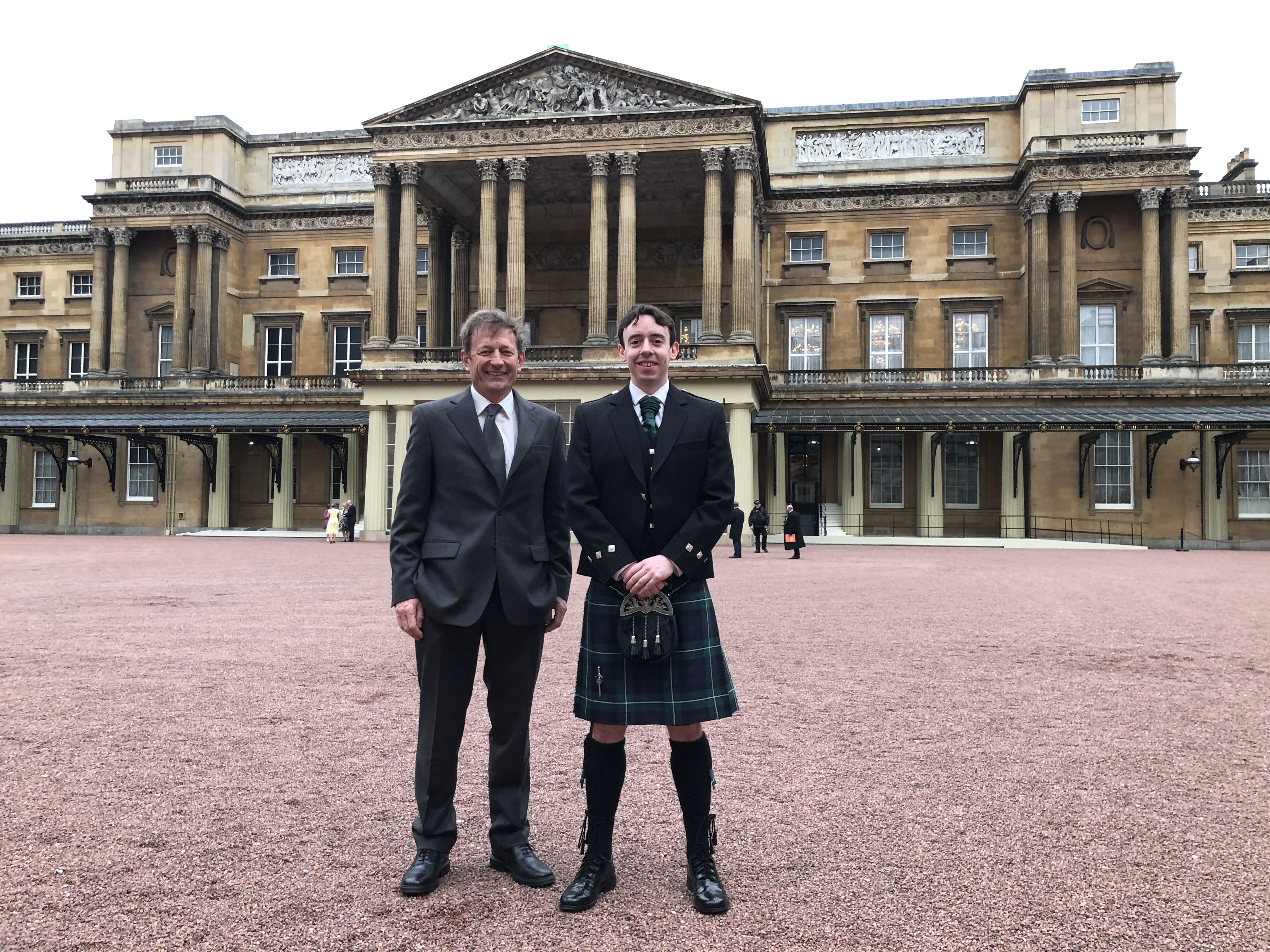 Dr Jeff Lines and Ace Aquatec head of sales and marketing Mike Forbes at Buckingham Palace yesterday (photo: Ace Aquatec)