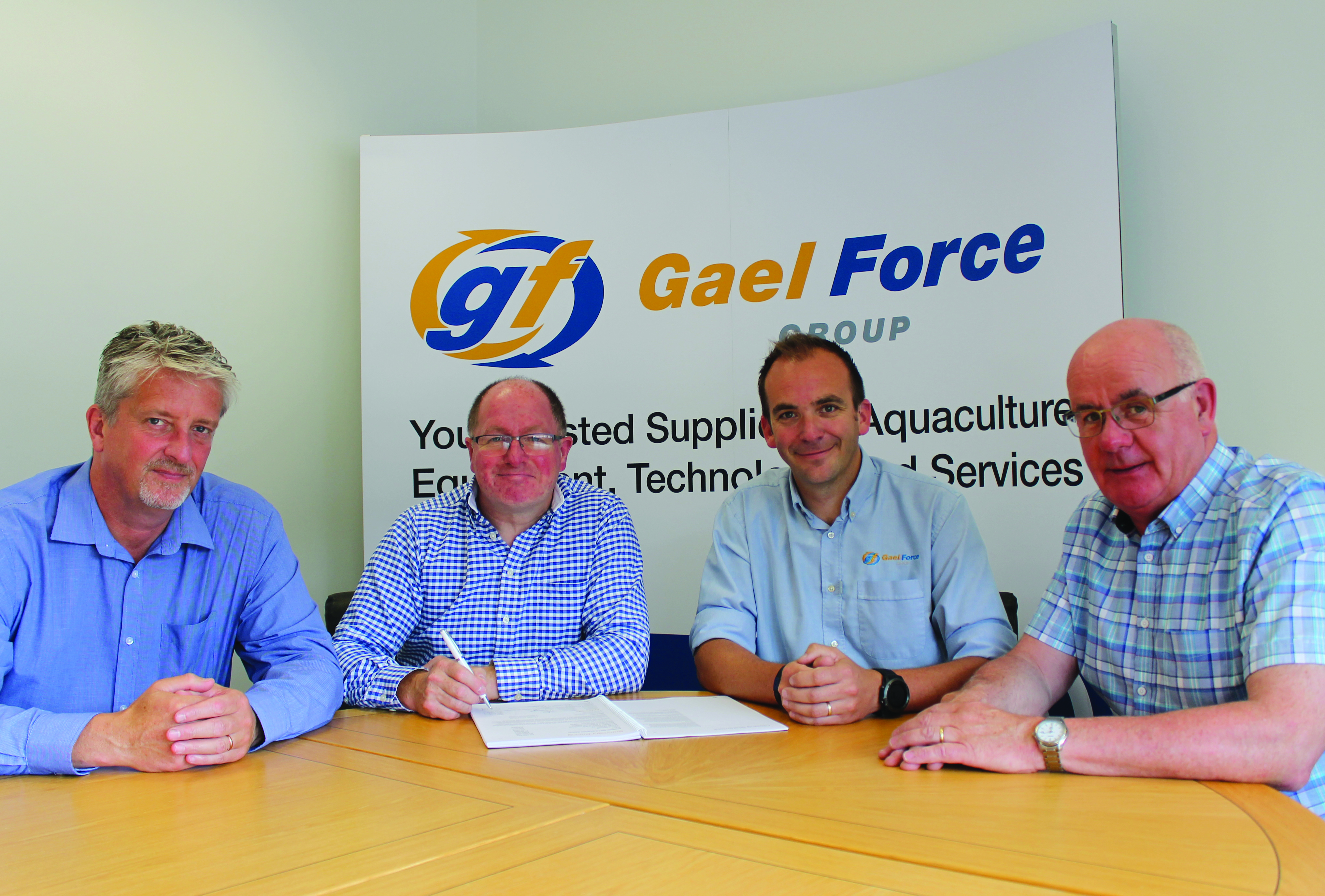 (From left to right): Robert Gray (director, Organic Sea Harvest), Alex MacInnes (director, Organic Sea Harvest), Jamie Young (sales director, Gael Force Group), Alister Mackinnon (director, Organic Sea Harvest)