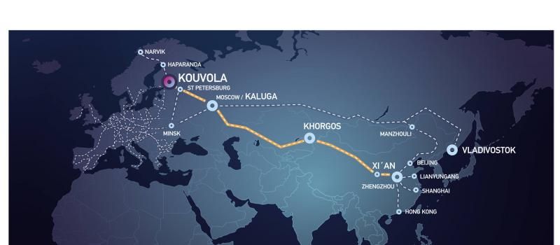 The route the rail freighted salmon will take from Norway to China (photo: Railgate Finland)