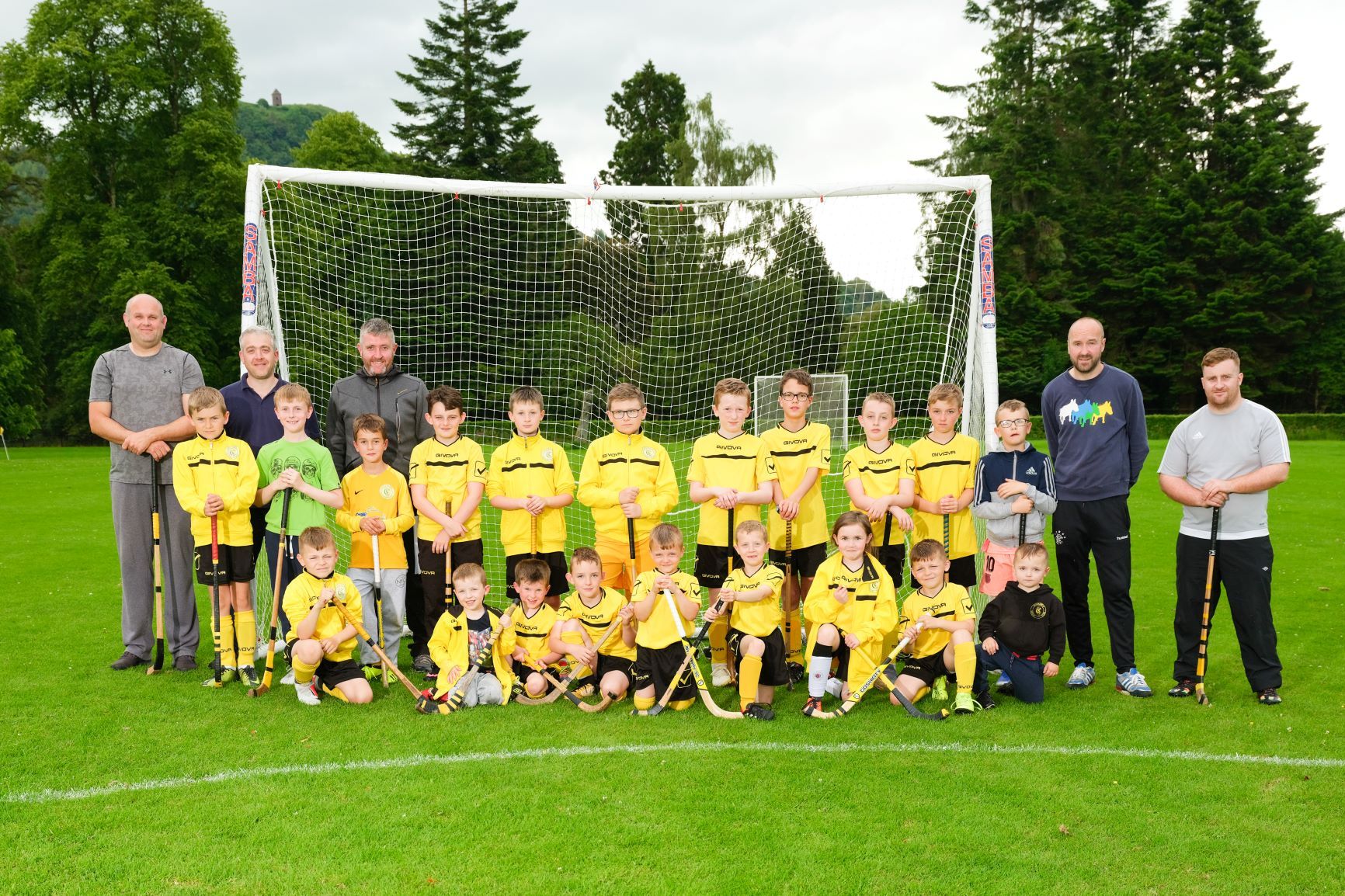 The junior team of Inveraray Shinty Club has new training kit and goal posts, thanks to the Scottish Salmon Company