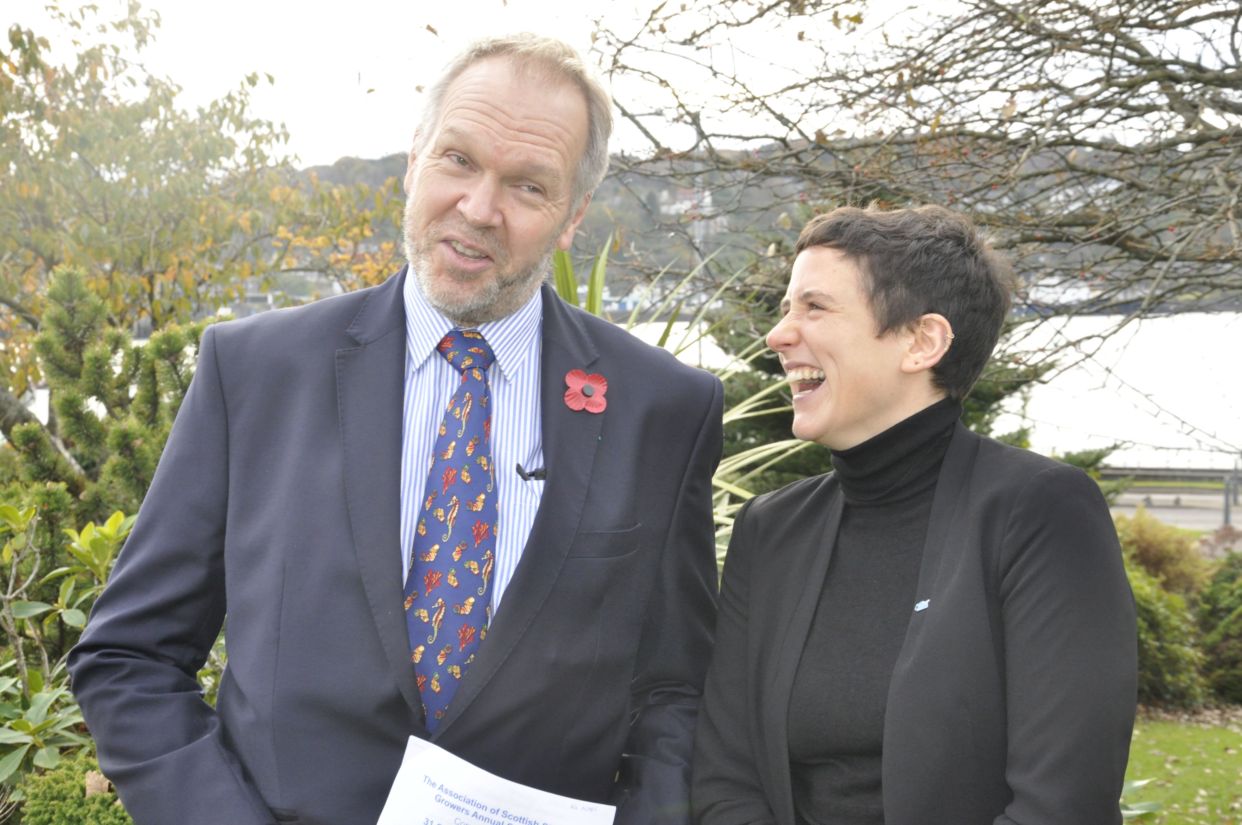 ASSG CEO Nick Lake and Mairi Gougeon, Scotland’s minister for Rural Affairs and the Natural Environment, at the opening of the conference yesterday (photo: David McPhee)