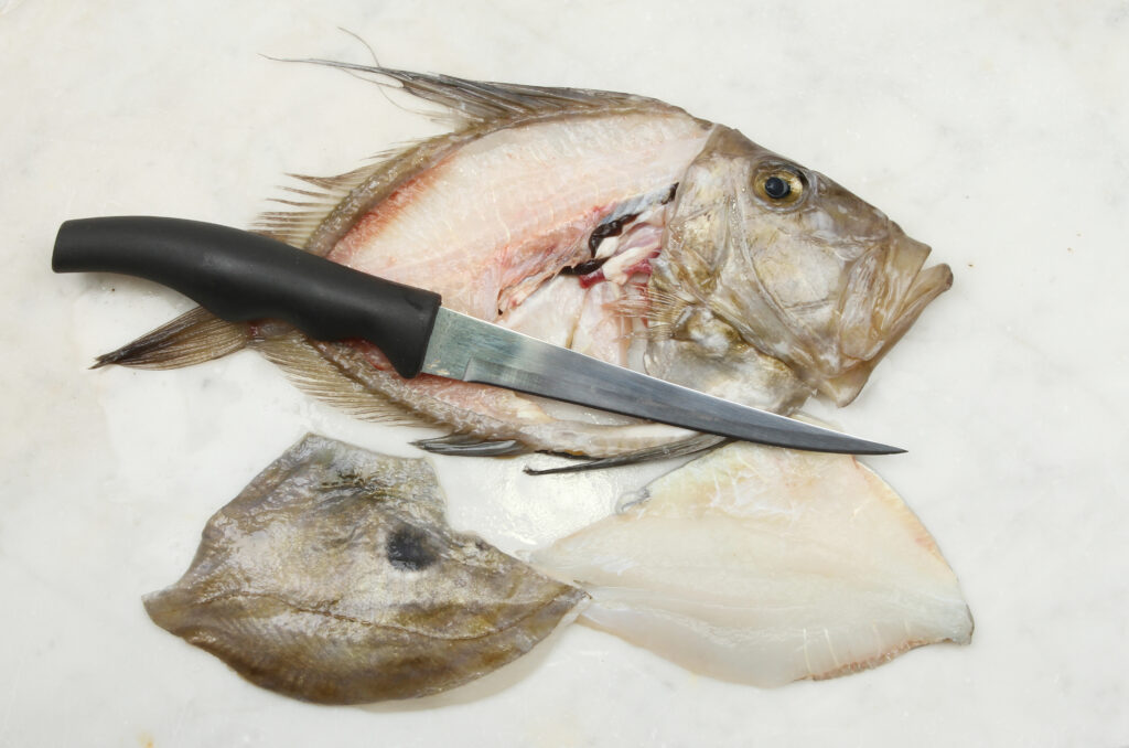 Filleted,John,Dory,Fish,With,A,Filleting,Knife,On,A