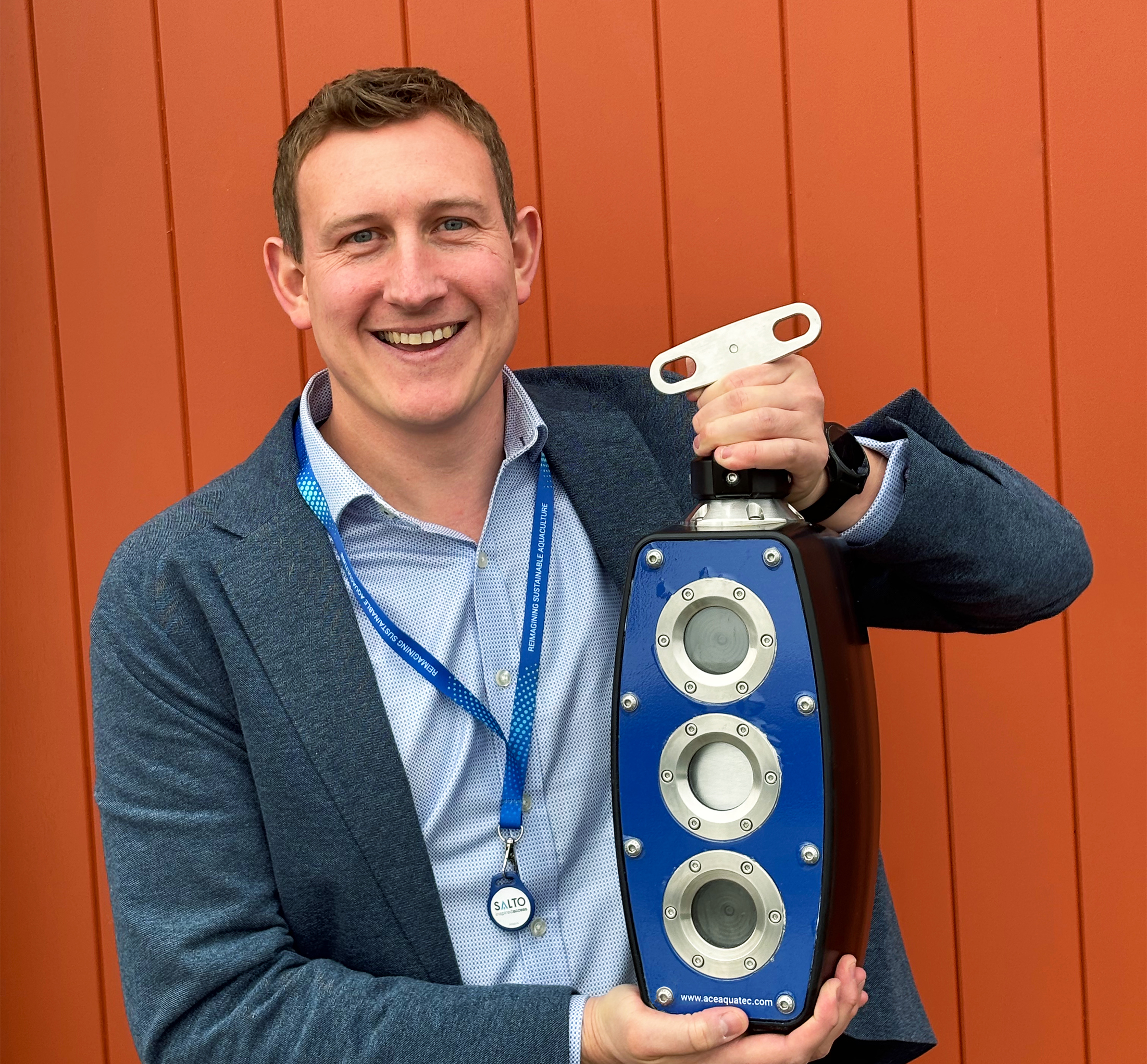 Ben Perry, Head of Sales, Ace Aquatec, with the company's A-Biomass camera