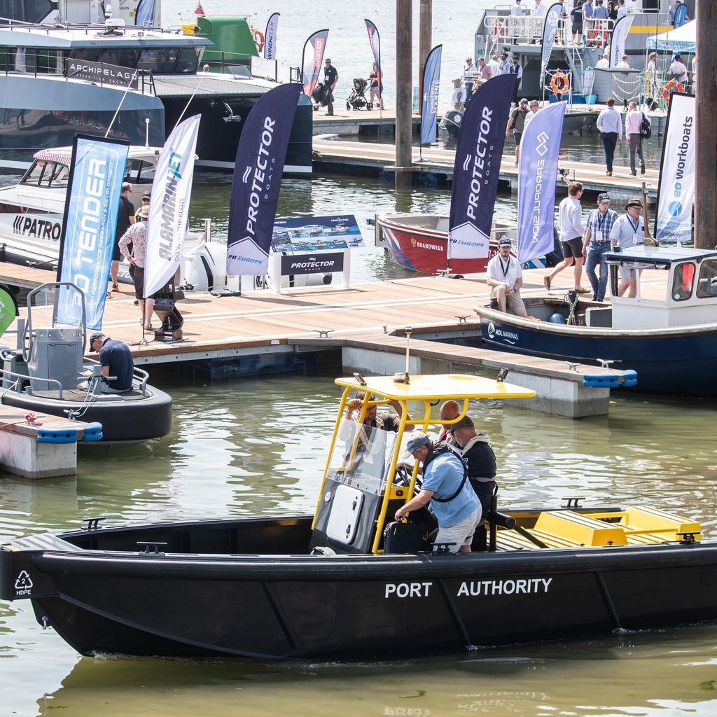 A Port Authority boat at the Southampton Marina, at Seawork 2023