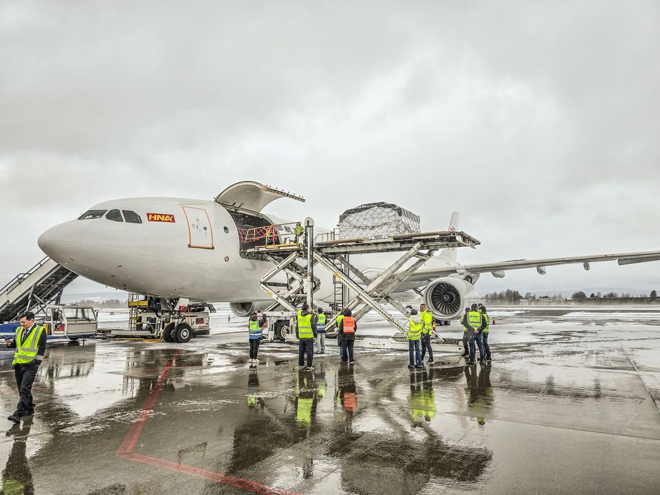 The Capital Airlines aircraft at Oslo prepares for first flight