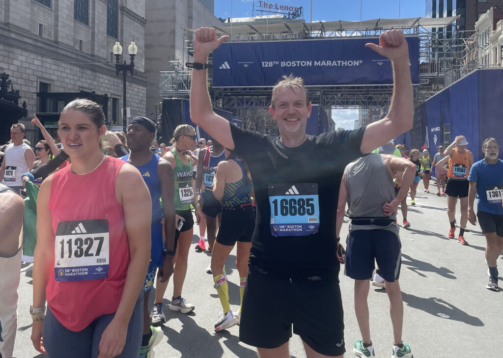 Stewart Hawthorn completes the 2024 Boston Marathon