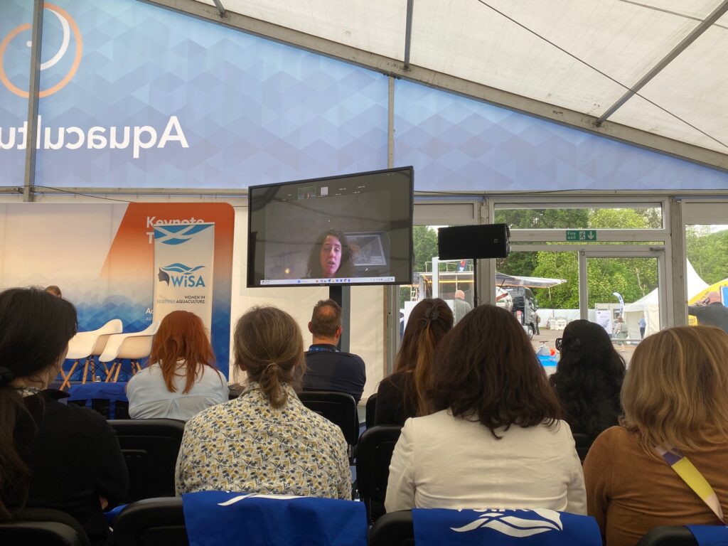 Cabinet Minister Mairi Gougeon addresses the WiSA meeting at Aquaculture UK